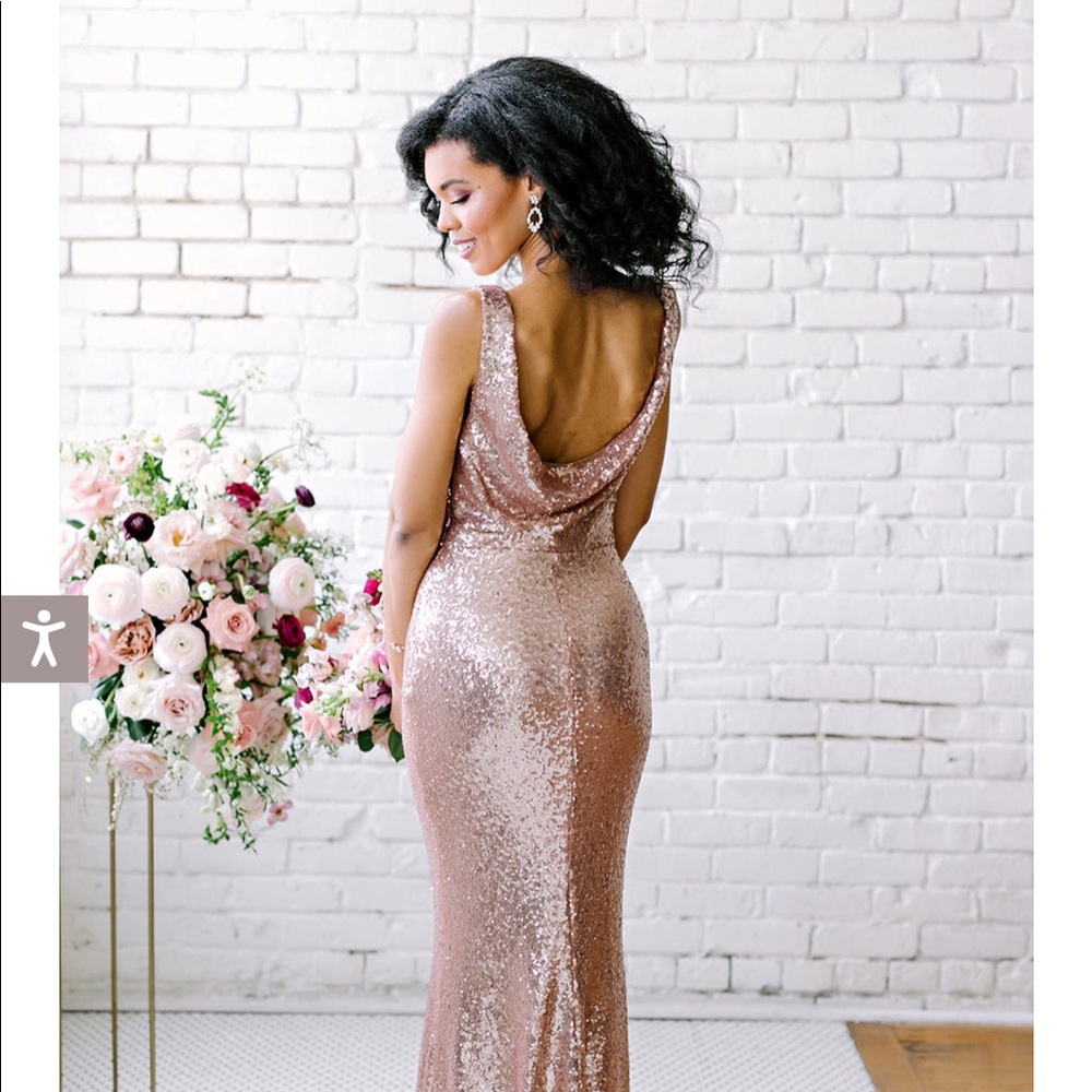 Revelry Rose Gold Sequin Dakota Bridesmaid Dress